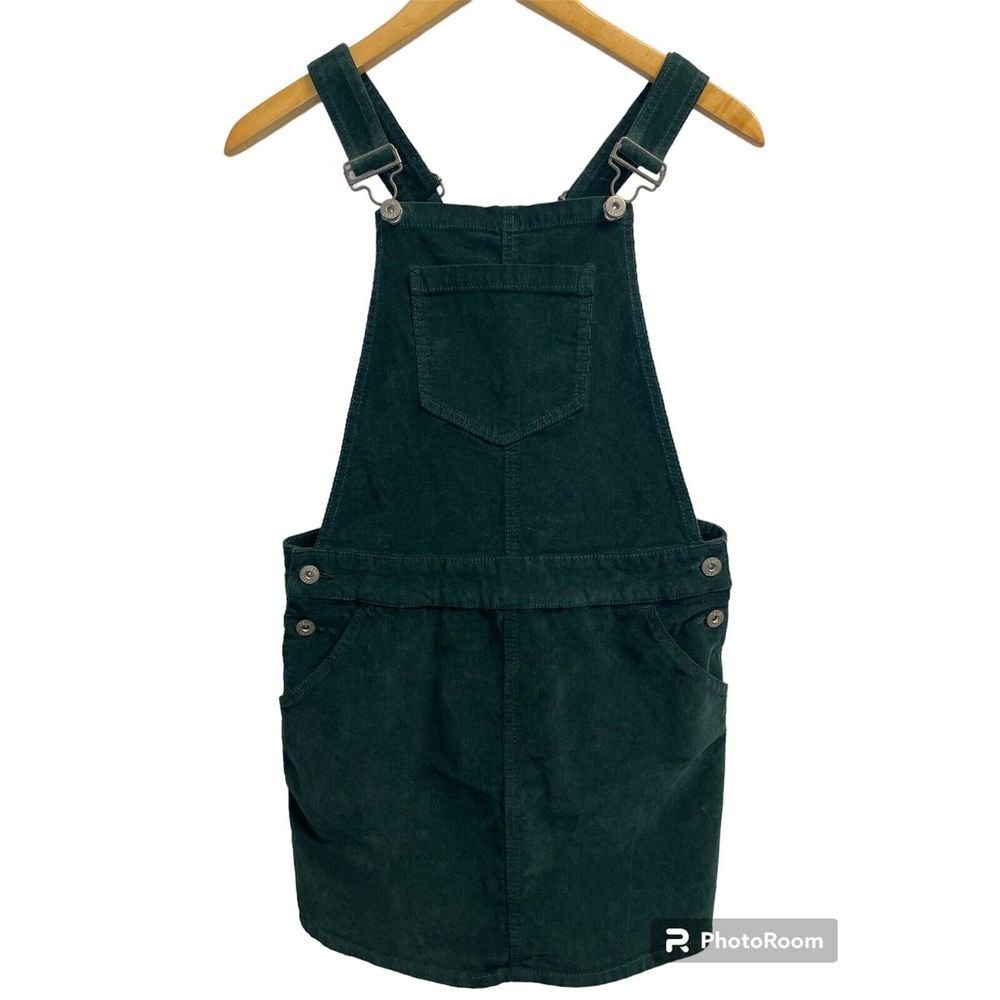 True Craft size M juniors Dark Green Jumper Overall Mini Dress Corduroy Skirt